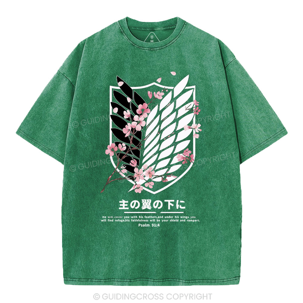Under His Wings Christian Washed T-Shirt