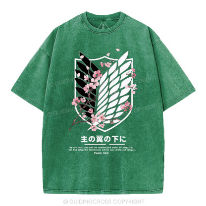 Under His Wings Christian Washed T-Shirt