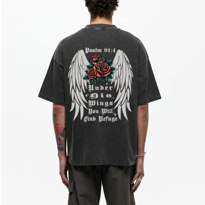 Under His Wings Christian Washed T-Shirt