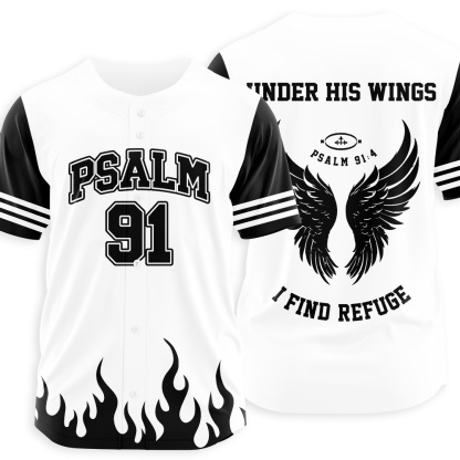 Under His Wings I Find Refuge Christian Baseball Jersey