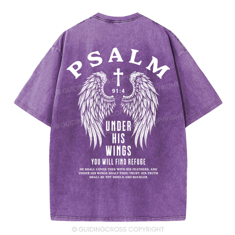 Under His Wings You Will Find Freedom Christian Washed T-Shirt