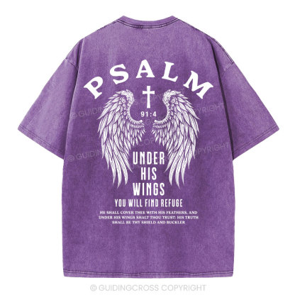 Under His Wings You Will Find Freedom Christian Washed T-Shirt