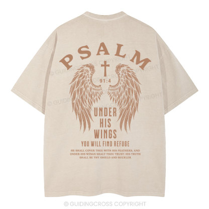 Under His Wings You Will Find Freedom Christian Washed T-Shirt