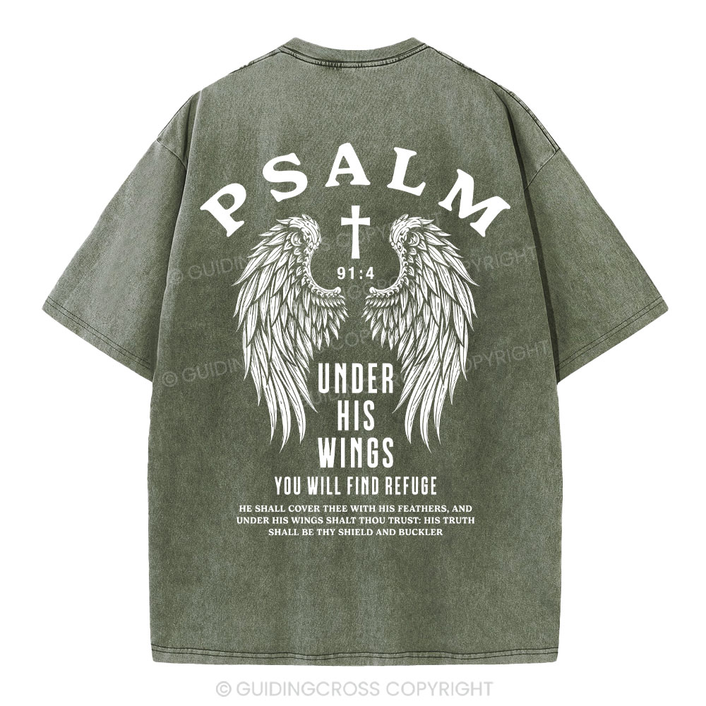 Under His Wings You Will Find Freedom Christian Washed T-Shirt