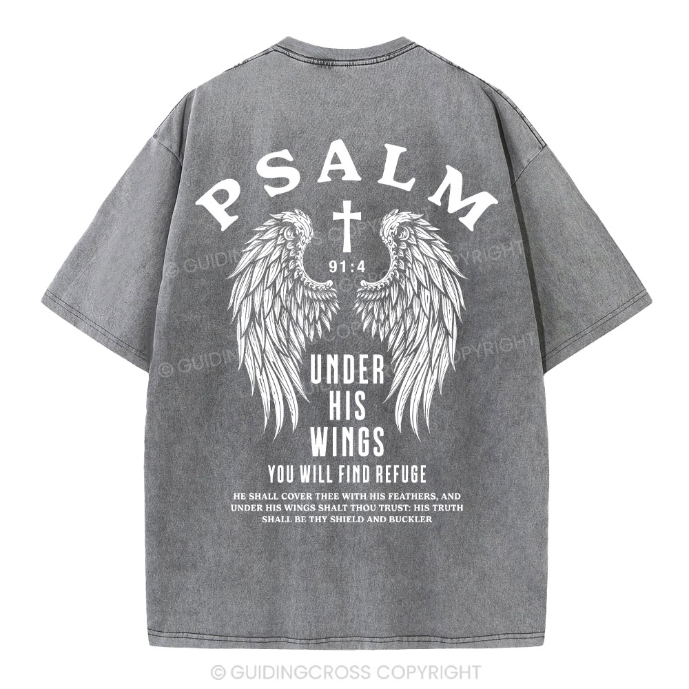 Under His Wings You Will Find Freedom Christian Washed T-Shirt