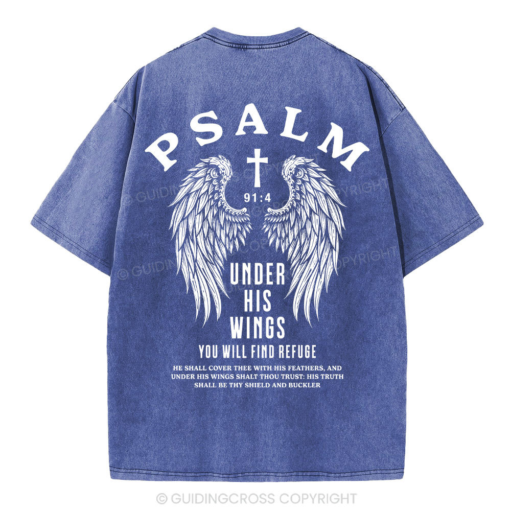 Under His Wings You Will Find Freedom Christian Washed T-Shirt
