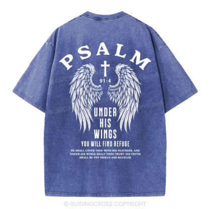 Under His Wings You Will Find Freedom Christian Washed T-Shirt