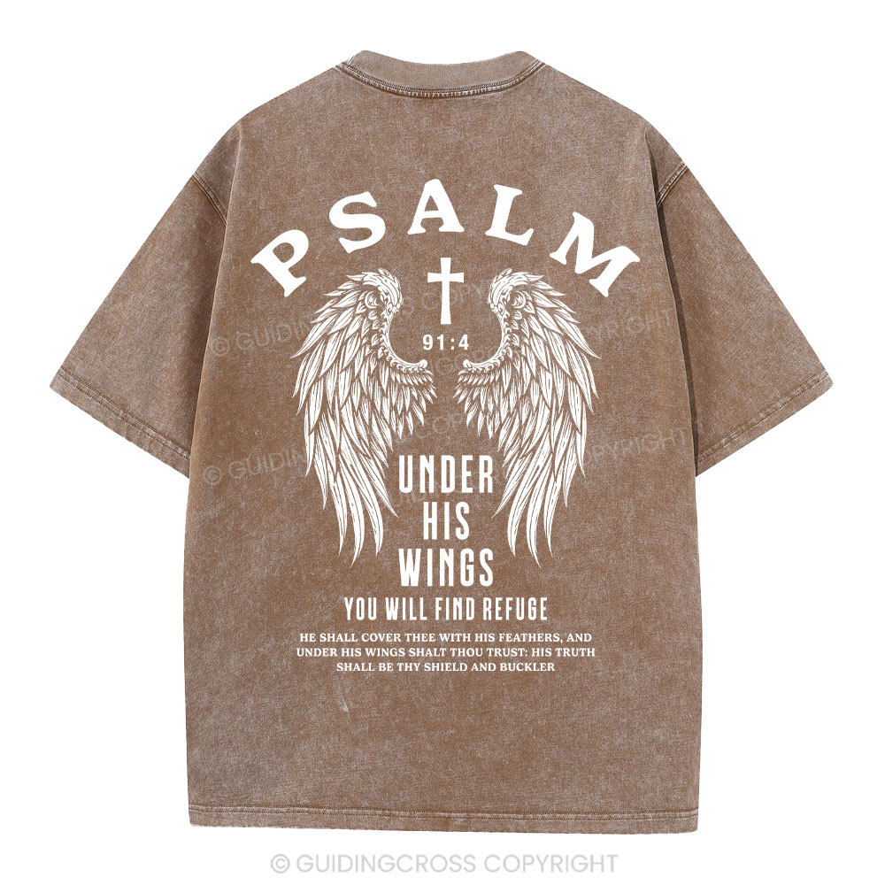 Under His Wings You Will Find Freedom Christian Washed T-Shirt