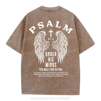Under His Wings You Will Find Freedom Christian Washed T-Shirt