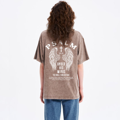 Under His Wings You Will Find Freedom Christian Washed T-Shirt