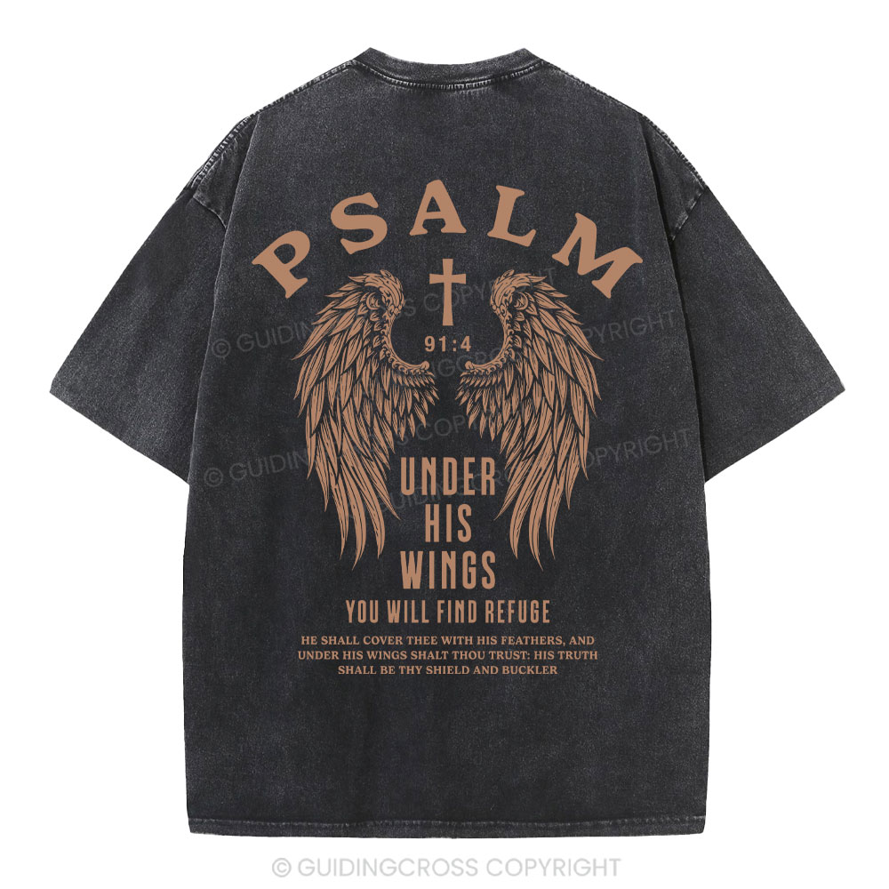 Under His Wings You Will Find Freedom Christian Washed T-Shirt