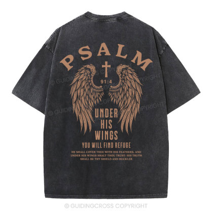 Under His Wings You Will Find Freedom Christian Washed T-Shirt