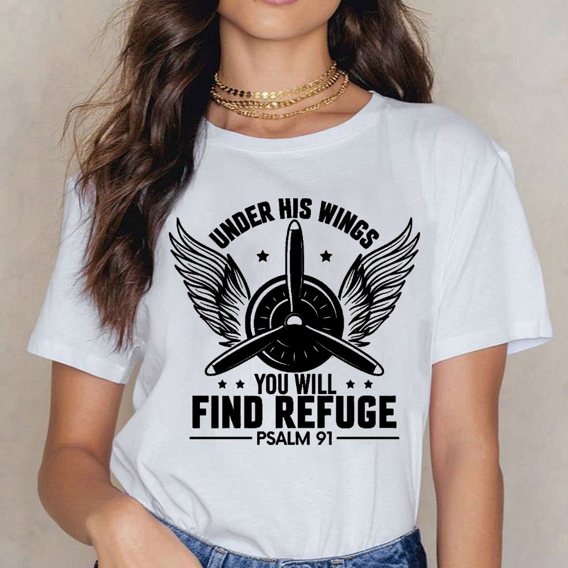 Under His Wings You Will Find Refuge Christian T-Shirt