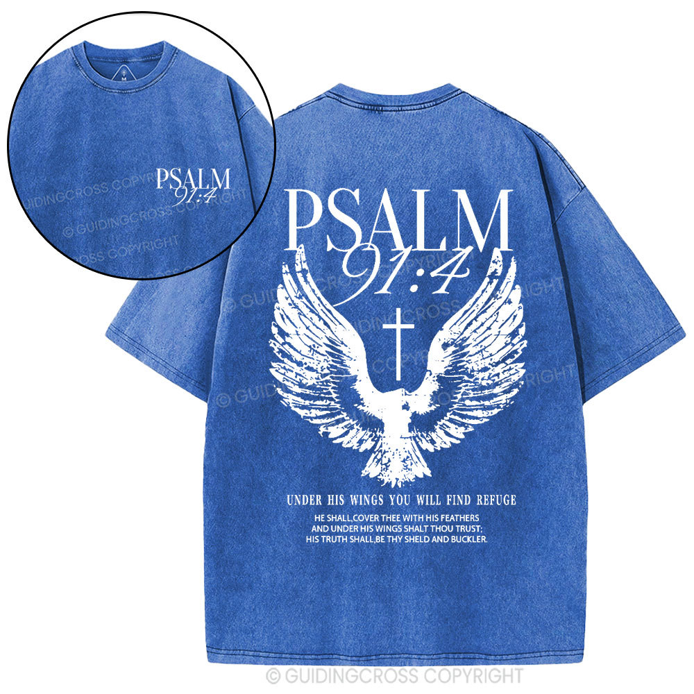 Under His Wings You Will Find Refuge Christian Washed T-Shirt