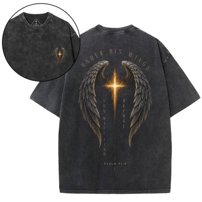 Under His Wings Christian Washed T-Shirt