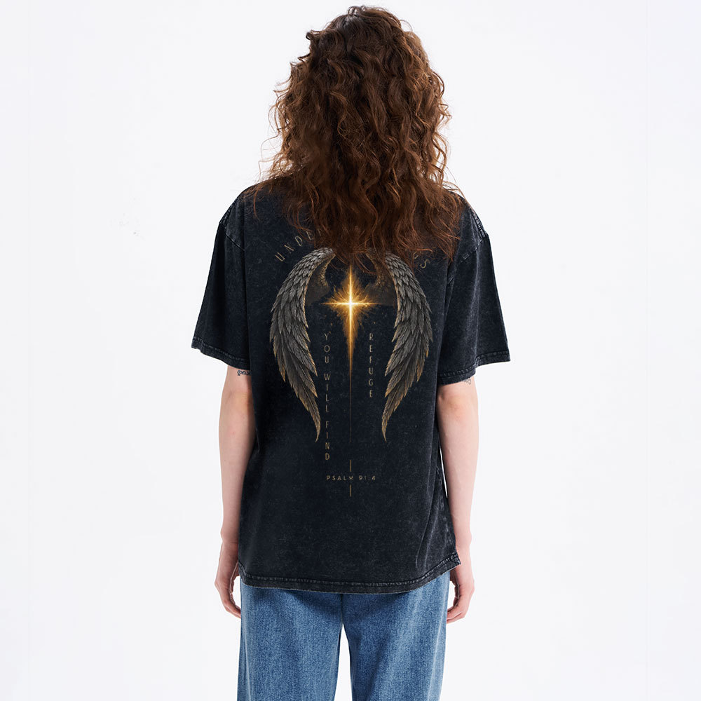 Under His Wings Christian Washed T-Shirt
