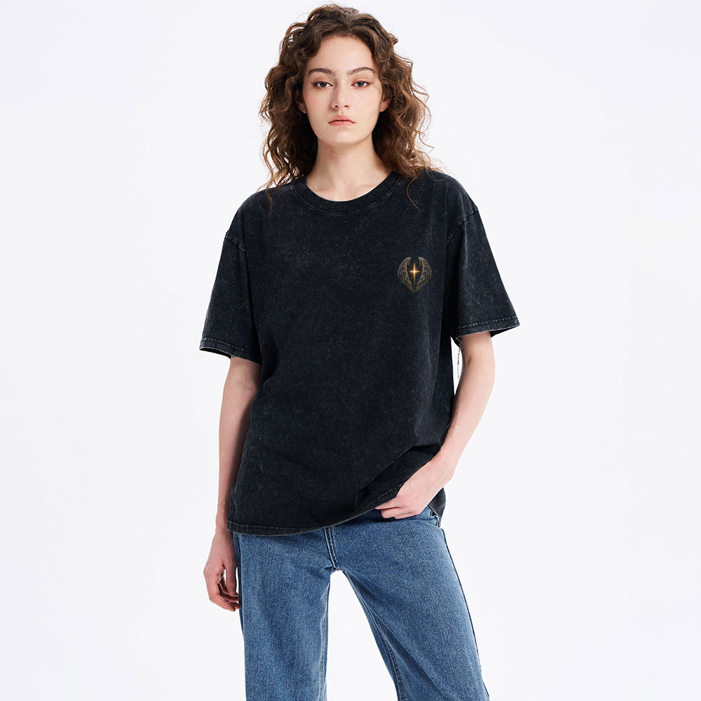 Under His Wings Christian Washed T-Shirt