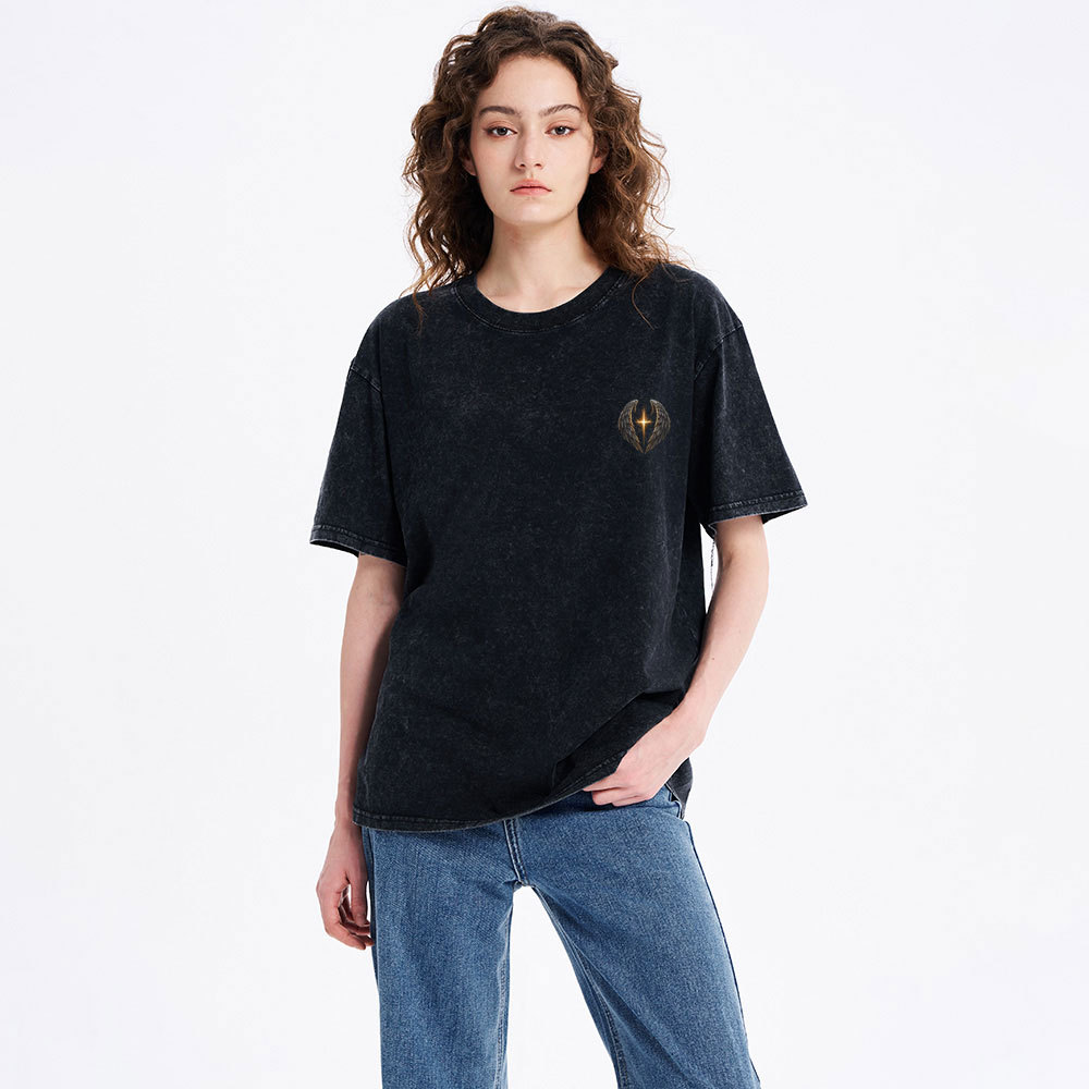 Under His Wings Christian Washed T-Shirt