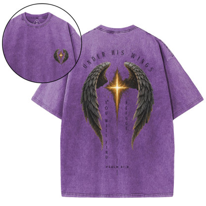 Under His Wings Christian Washed T-Shirt