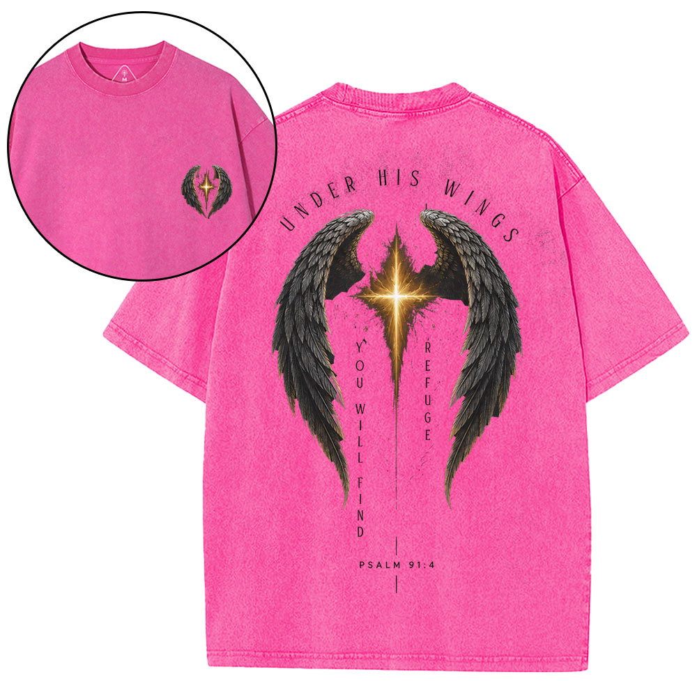 Under His Wings Christian Washed T-Shirt
