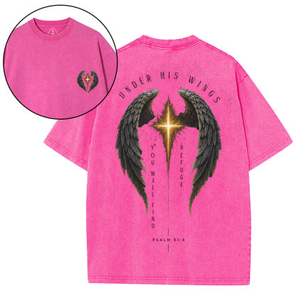 Under His Wings Christian Washed T-Shirt