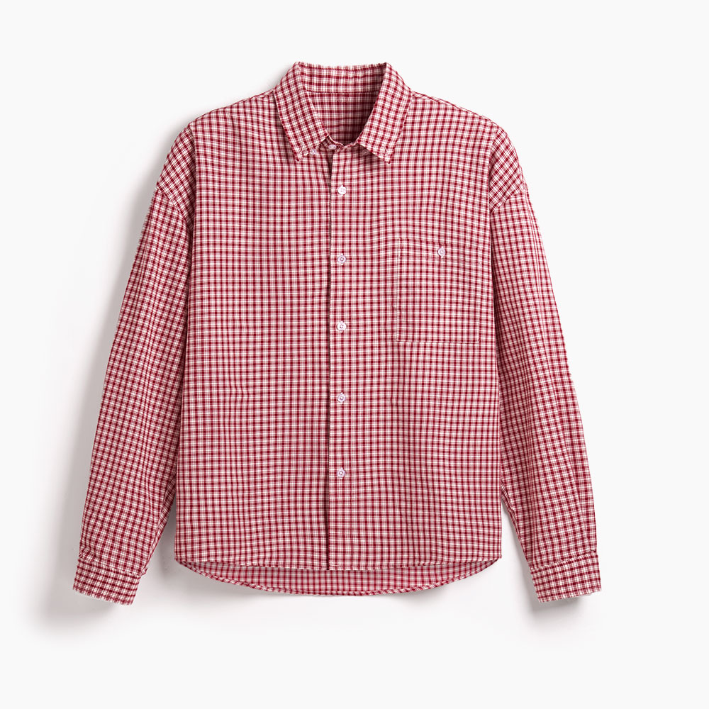 Unprinted Christian Checked Long Sleeve Boxy Shirt