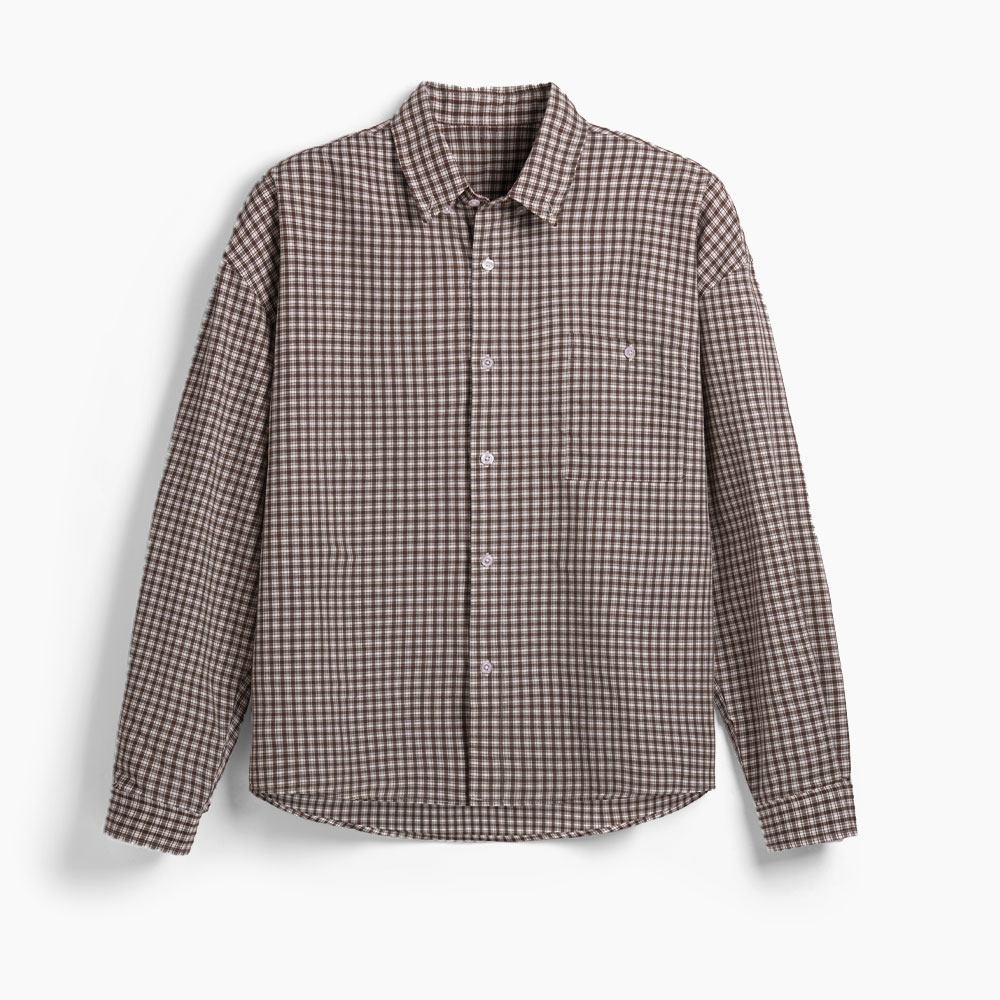Unprinted Christian Checked Long Sleeve Boxy Shirt