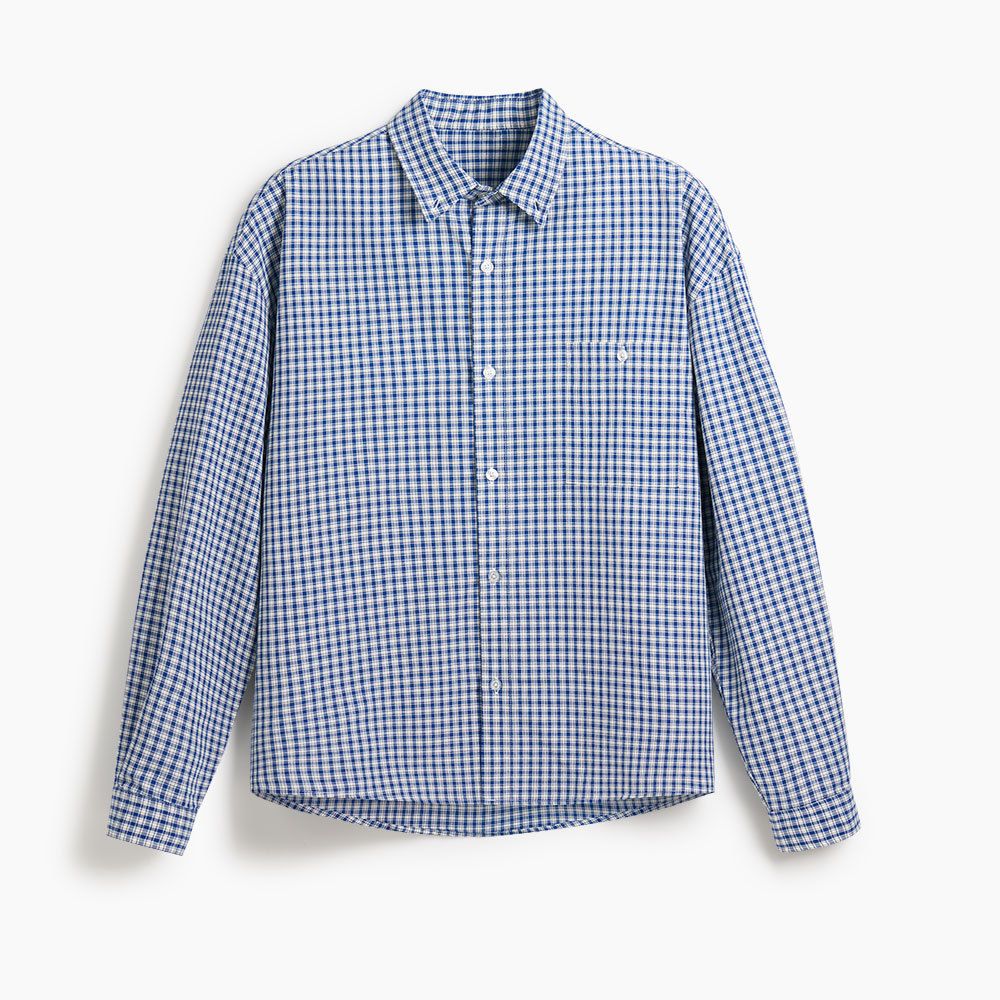 Unprinted Christian Checked Long Sleeve Boxy Shirt