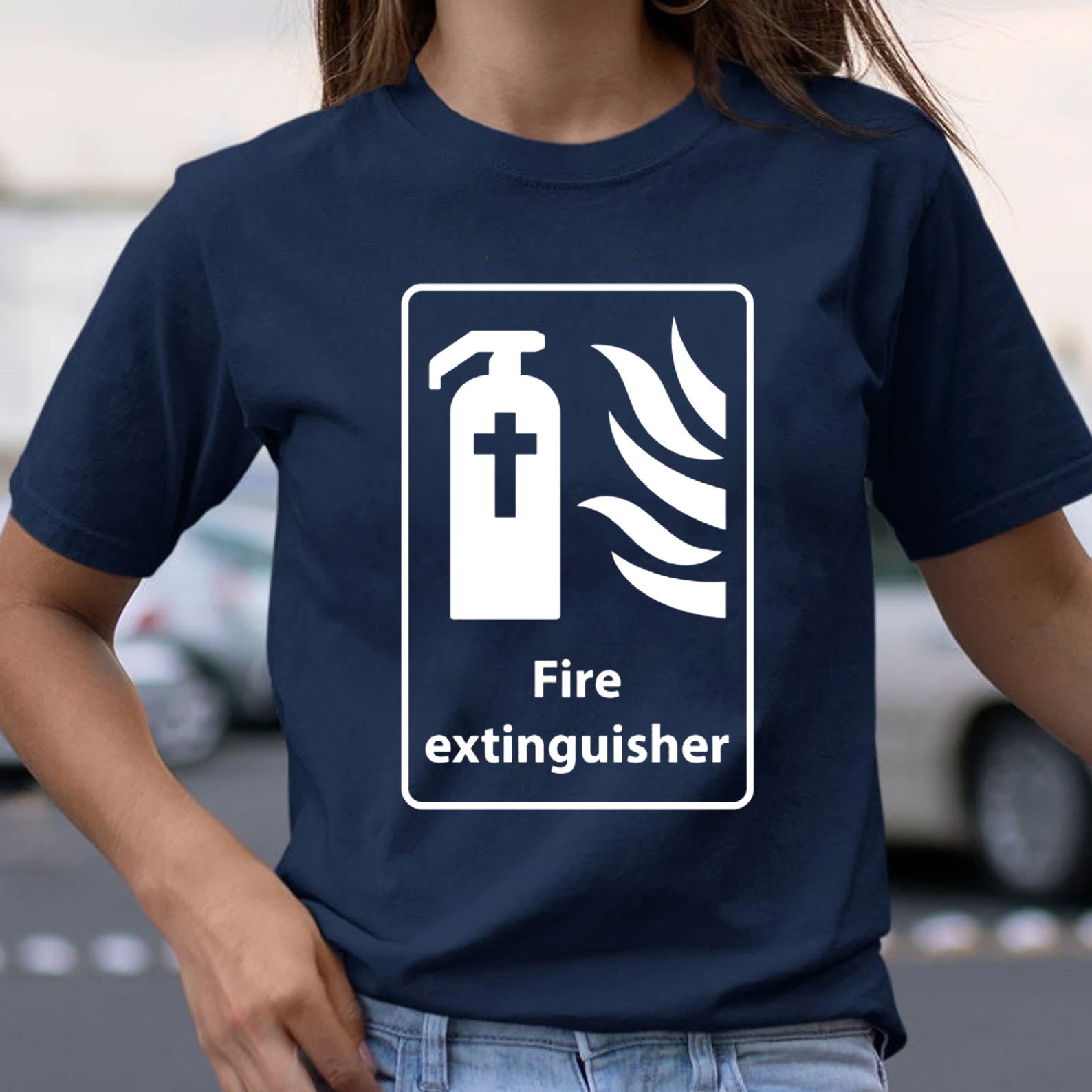 Cross In Fire Extinguisher Christian T-Shirt