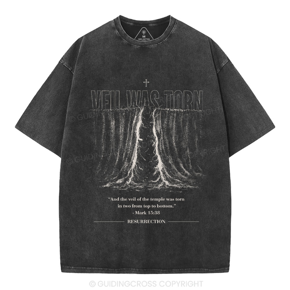 Veil Was Torn Christian Washed T-Shirt