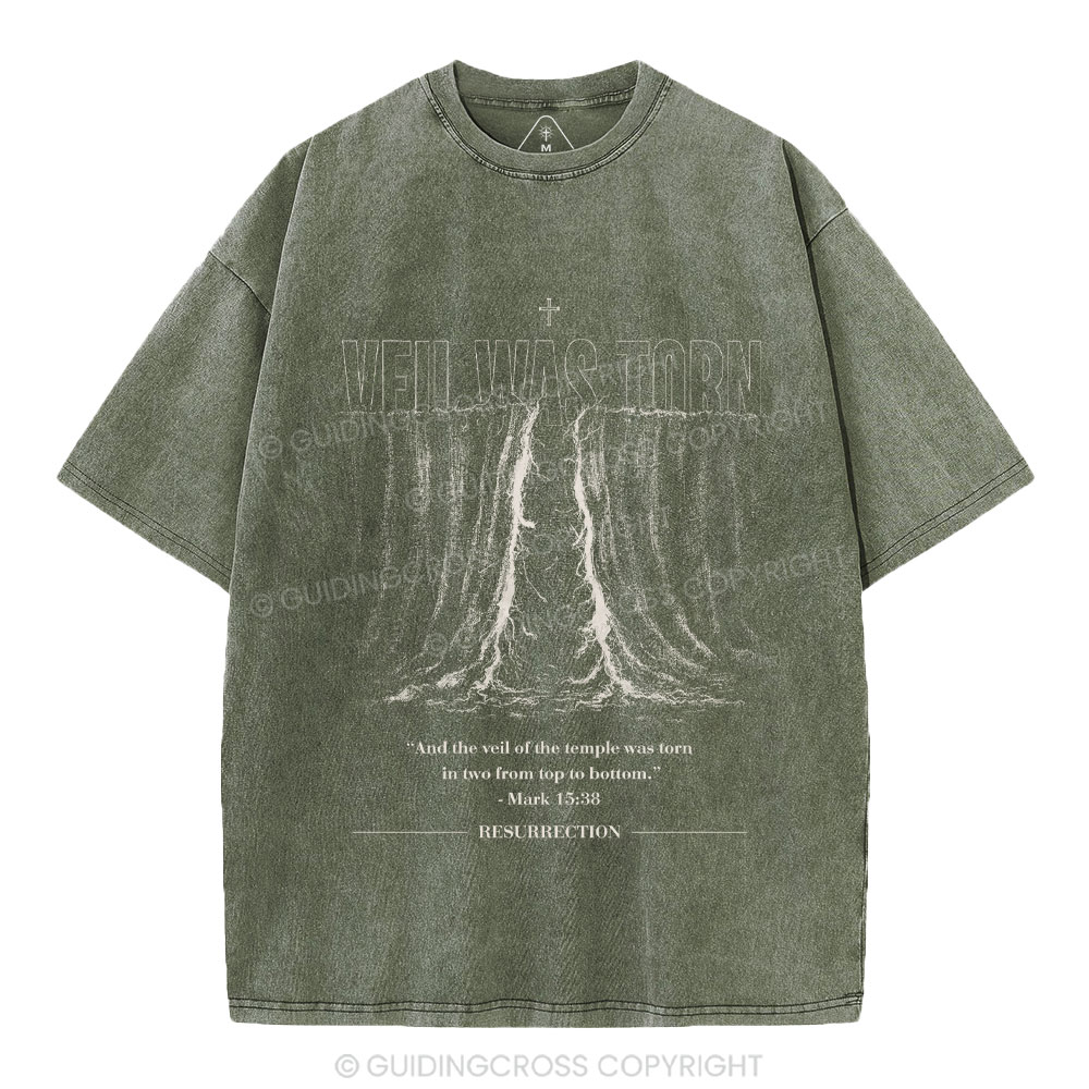 Veil Was Torn Christian Washed T-Shirt