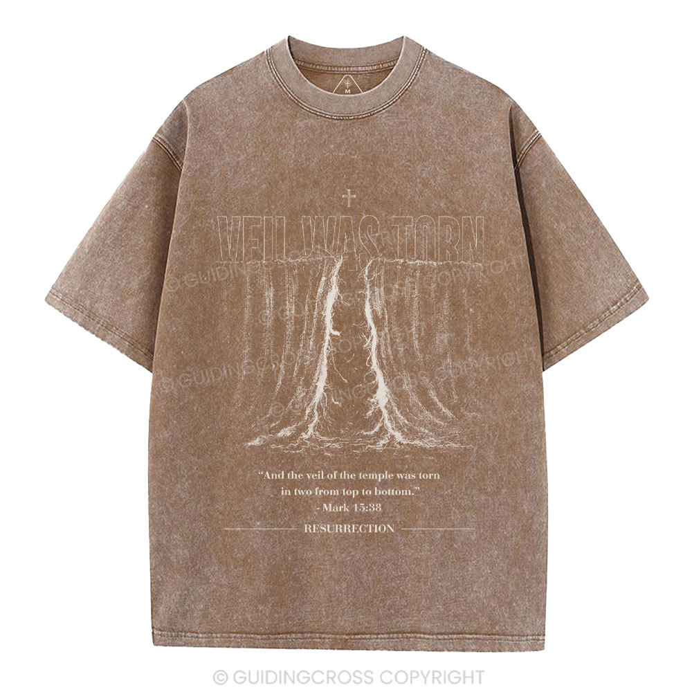 Veil Was Torn Christian Washed T-Shirt