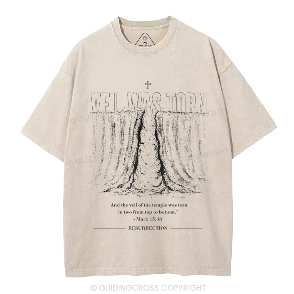 Veil Was Torn Christian Washed T-Shirt