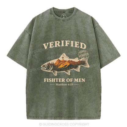 Verified Fishter Of Men Christian Washed T-Shirt