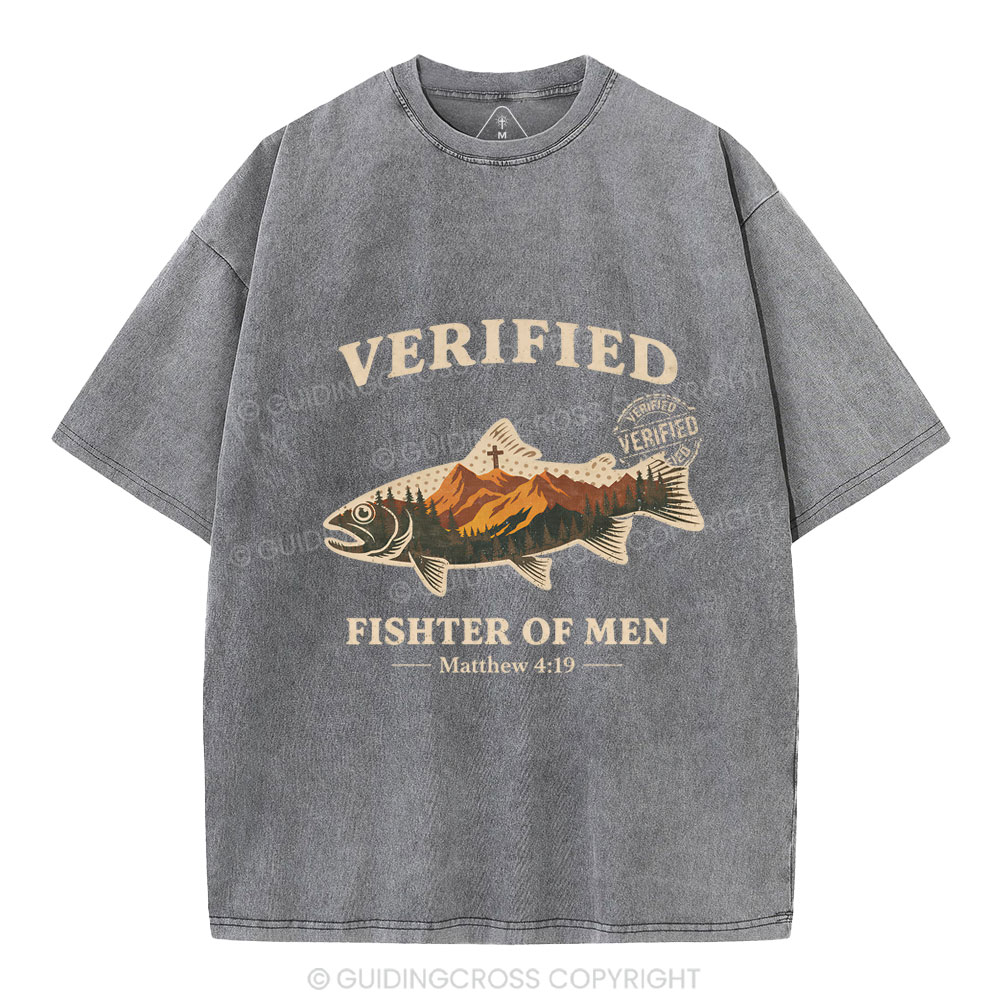 Verified Fishter Of Men Christian Washed T-Shirt