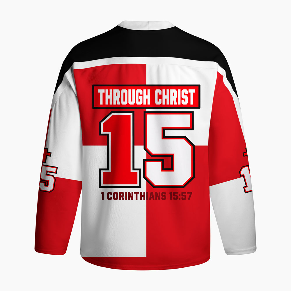 Victory In Christ Christian Long Sleeve Hockey Jersey