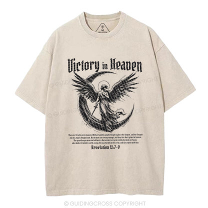 Victory In Heaven Christian Washed T-Shirt