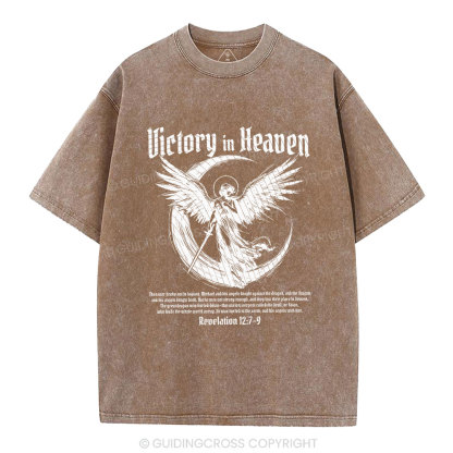 Victory In Heaven Christian Washed T-Shirt