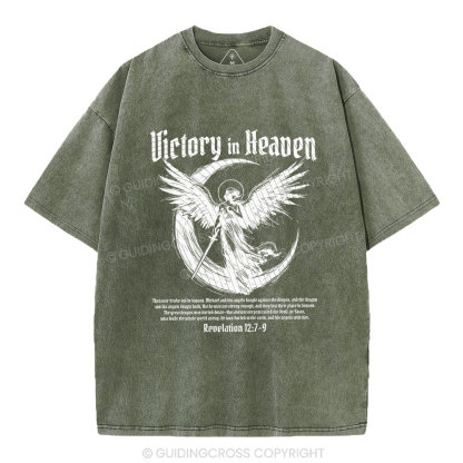 Victory In Heaven Christian Washed T-Shirt