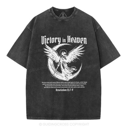 Victory In Heaven Christian Washed T-Shirt