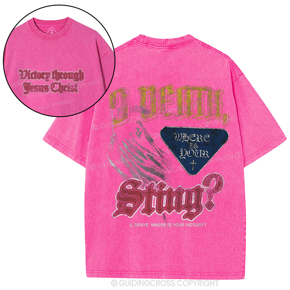 Victory Through Jesus Christ Christian Washed T-Shirt