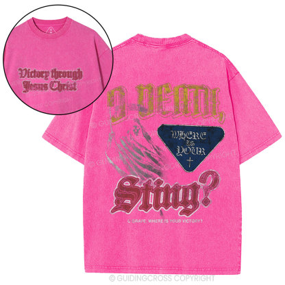 Victory Through Jesus Christ Christian Washed T-Shirt