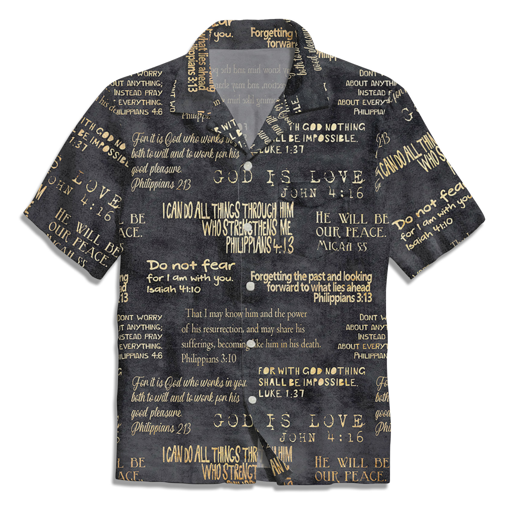 Vintage Bible Verse Black Christian Hawaiian Shirt