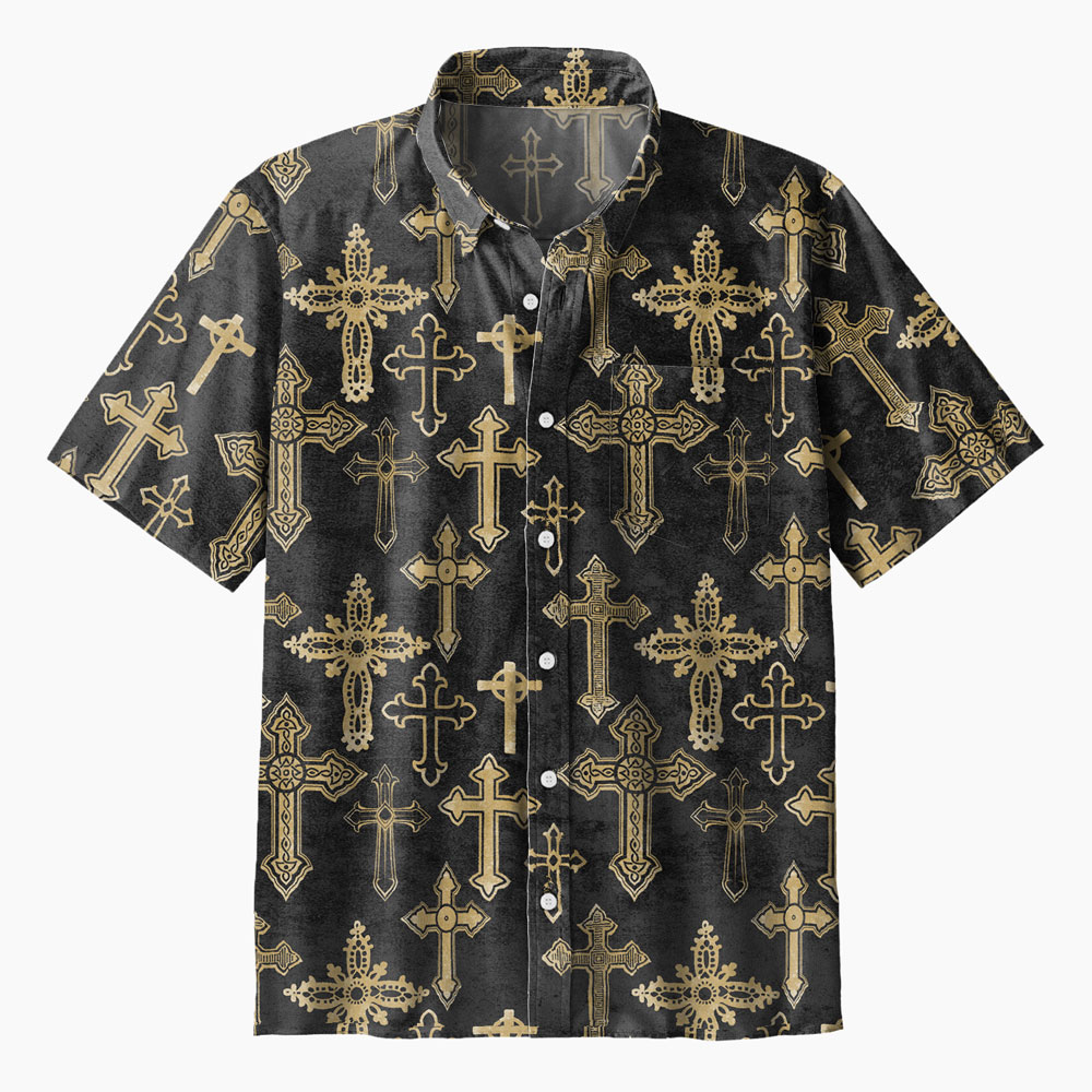 Vintage Black Cross Christian Hawaiian Shirt Sale - GuidingCross Vintage Black Cross Christian Hawaiian Shirt Sale - GuidingCross