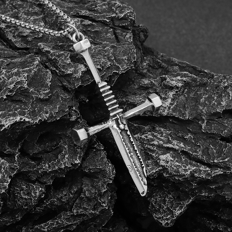 Vintage Broken-Blade Cross Necklace