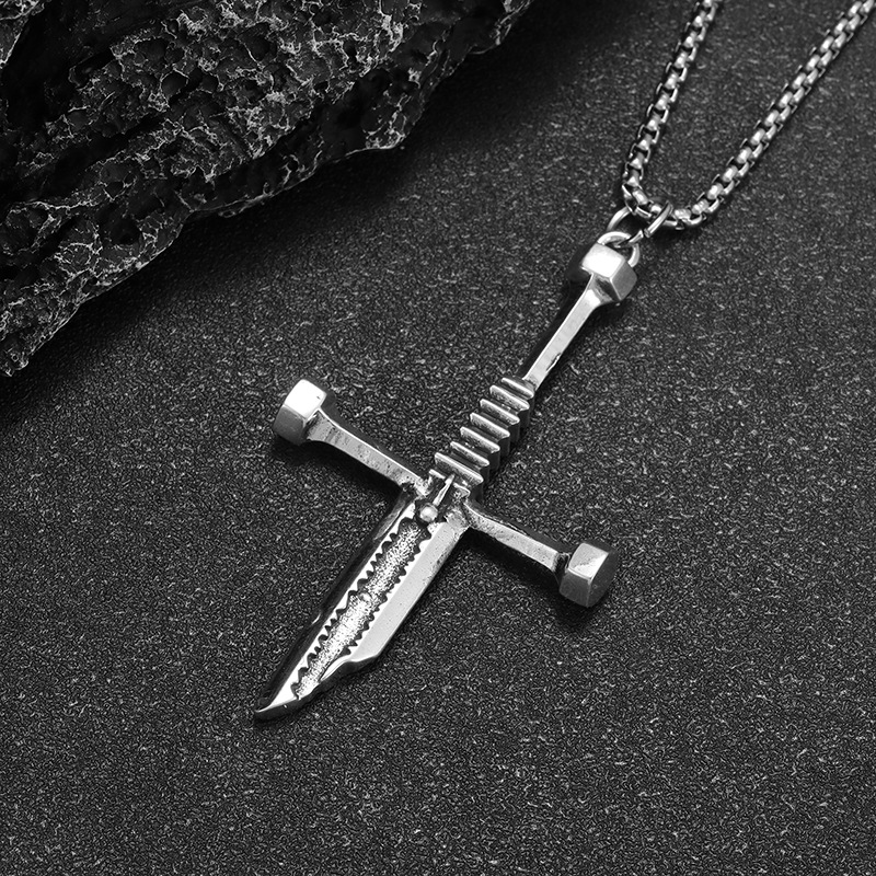 Vintage Broken-Blade Cross Necklace