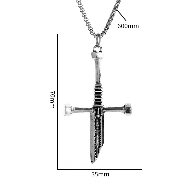 Vintage Broken-Blade Cross Necklace