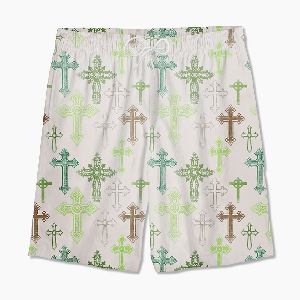 Vintage Green Cross  Christian Hawaiian Shirt