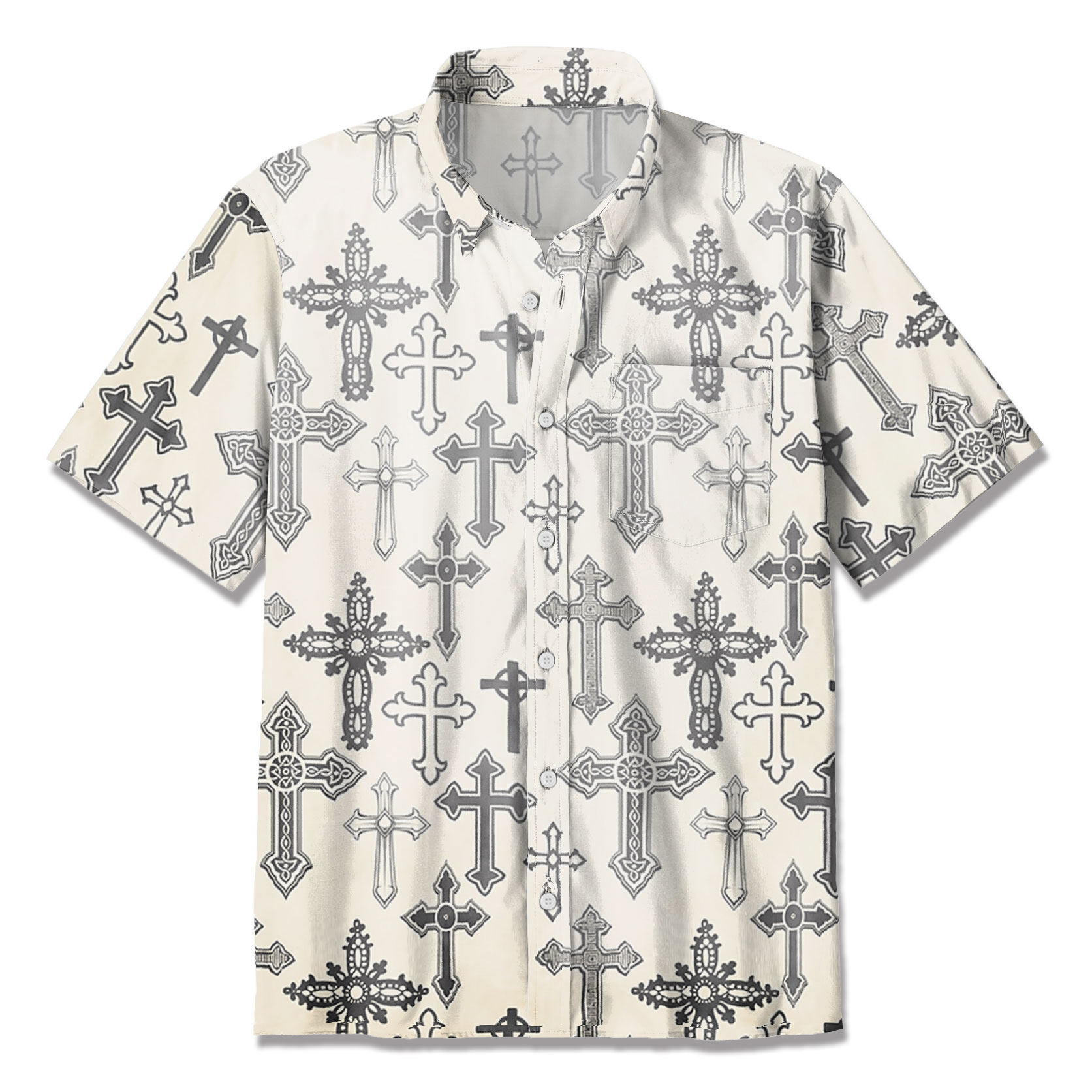 Vintage Kraft Paper  Color Cross Christian Hawaiian Shirt