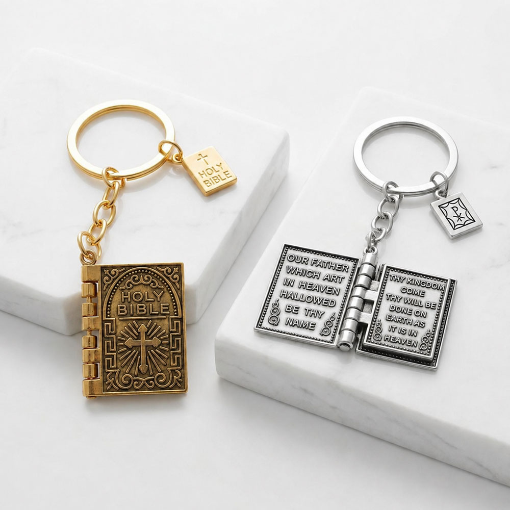 Vintage Mini Bible Christian Keychain